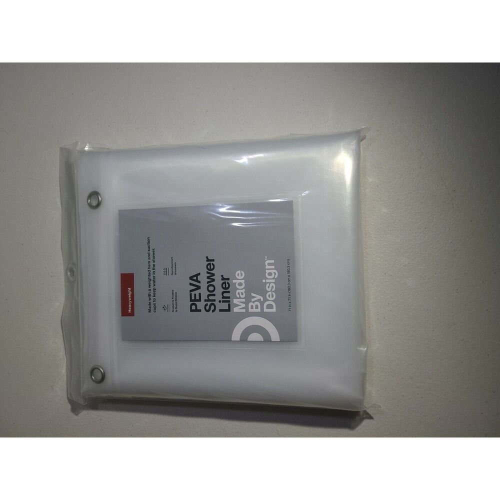 71"x71" PEVA Solid Heavyweight Shower Liner Clear Made by Design New in Package